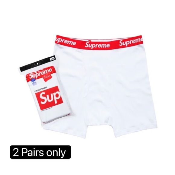 Supreme X Hanes Boxer Briefs White Underwear medium 2 pairs - Picture 1 of 5